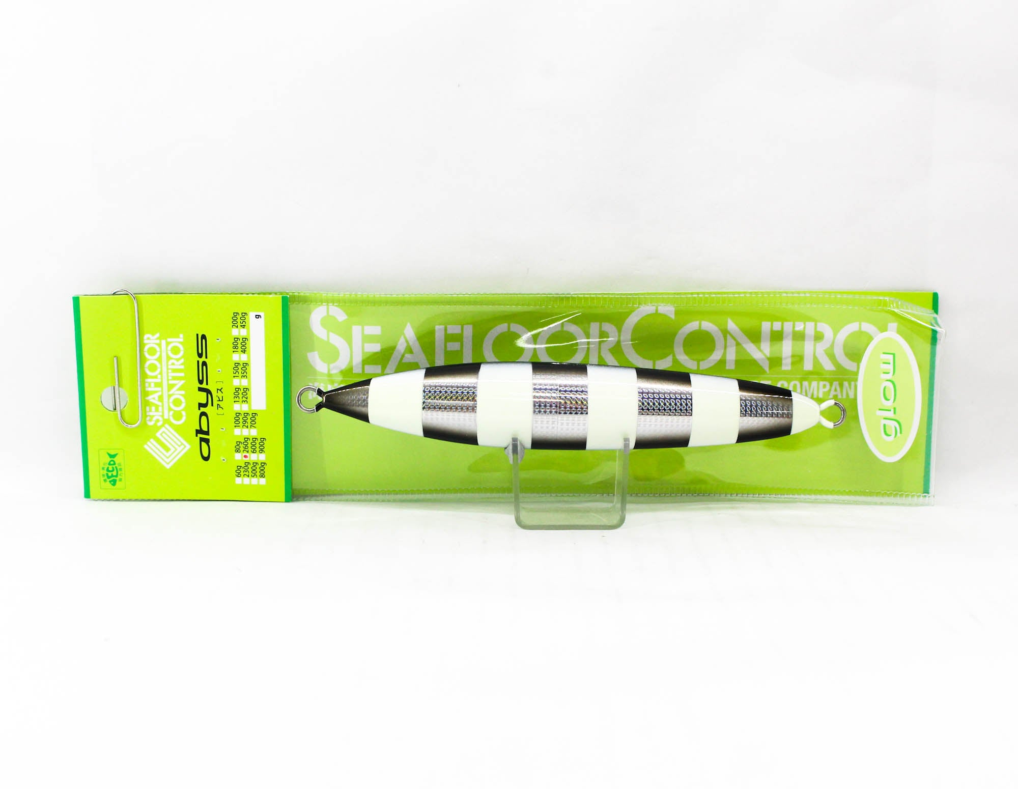 Seafloor Control Metal Jig Abyss 260 grams Silver Black Zebra Glow GR (9121)