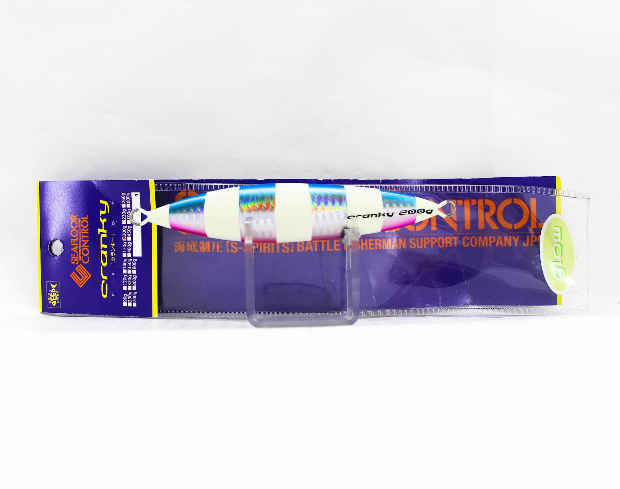 Seafloor Control Metal Jig Cranky 200 grams Pink Blue Zebra Glow (9785)