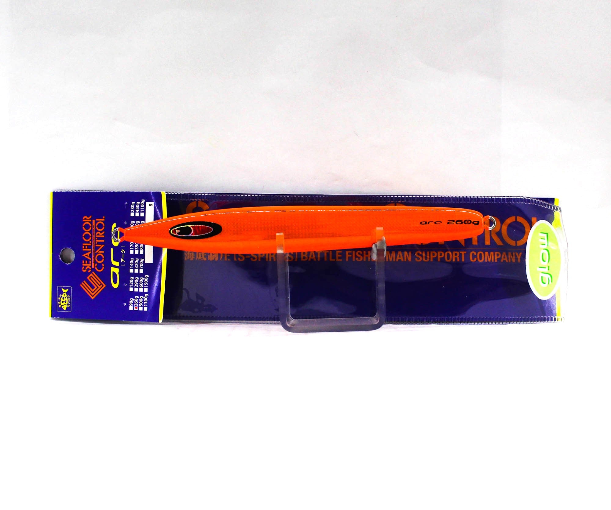Seafloor Control Metal Jig Arc 260 grams Chart Orange Zebra Glow GR (9597)