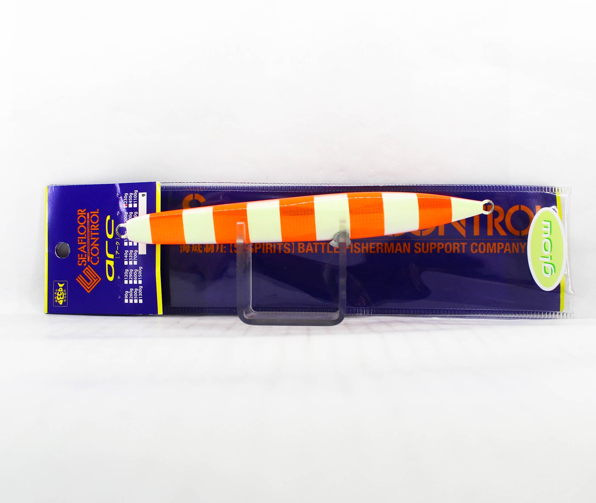 Seafloor Control Metal Jig Arc 230 grams Chart Orange Zebra Glow GR (9603)