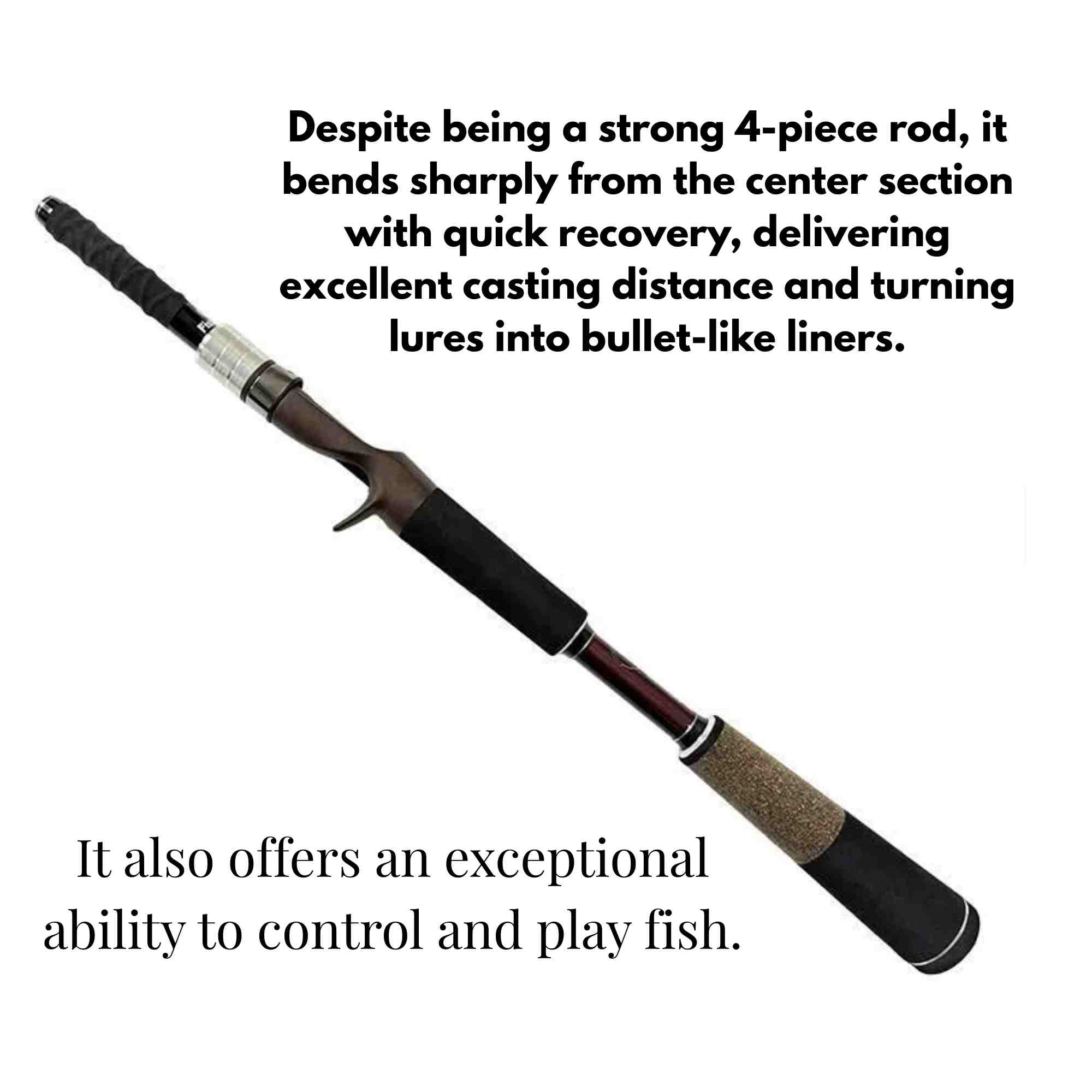 Fishman Rod Baitcast Brist Compact BC4 5.10 MXH 4 Piece Travel Rod (0696)