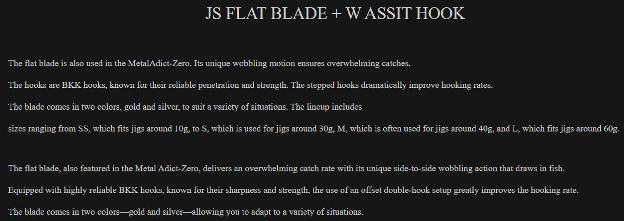 Little Jack Metal Jig JS Flat Blade Size SS Silver (7747)