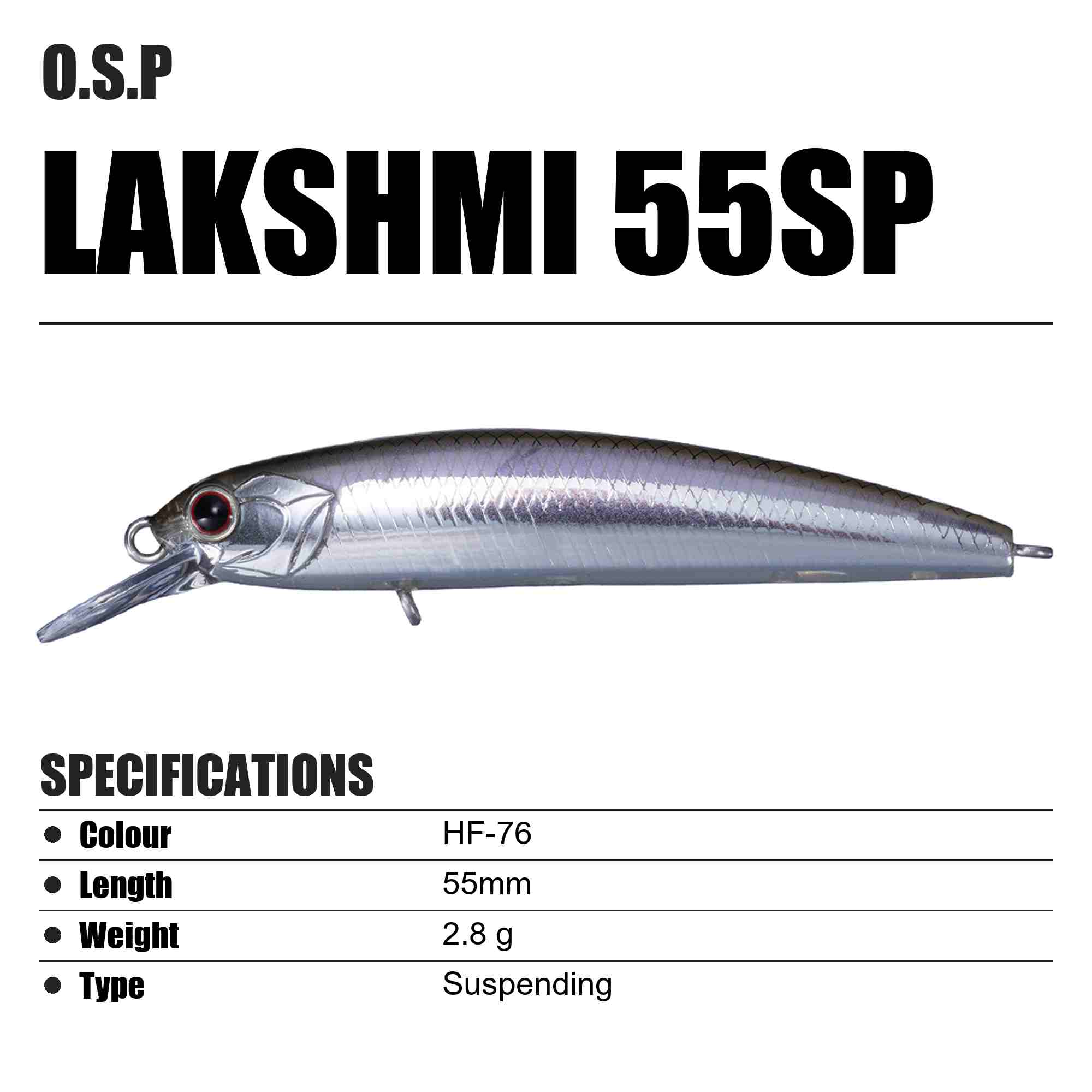 OSP Lakshmi 55SP 55mm 2.8 grams Suspend Lure HF-76 (4204)