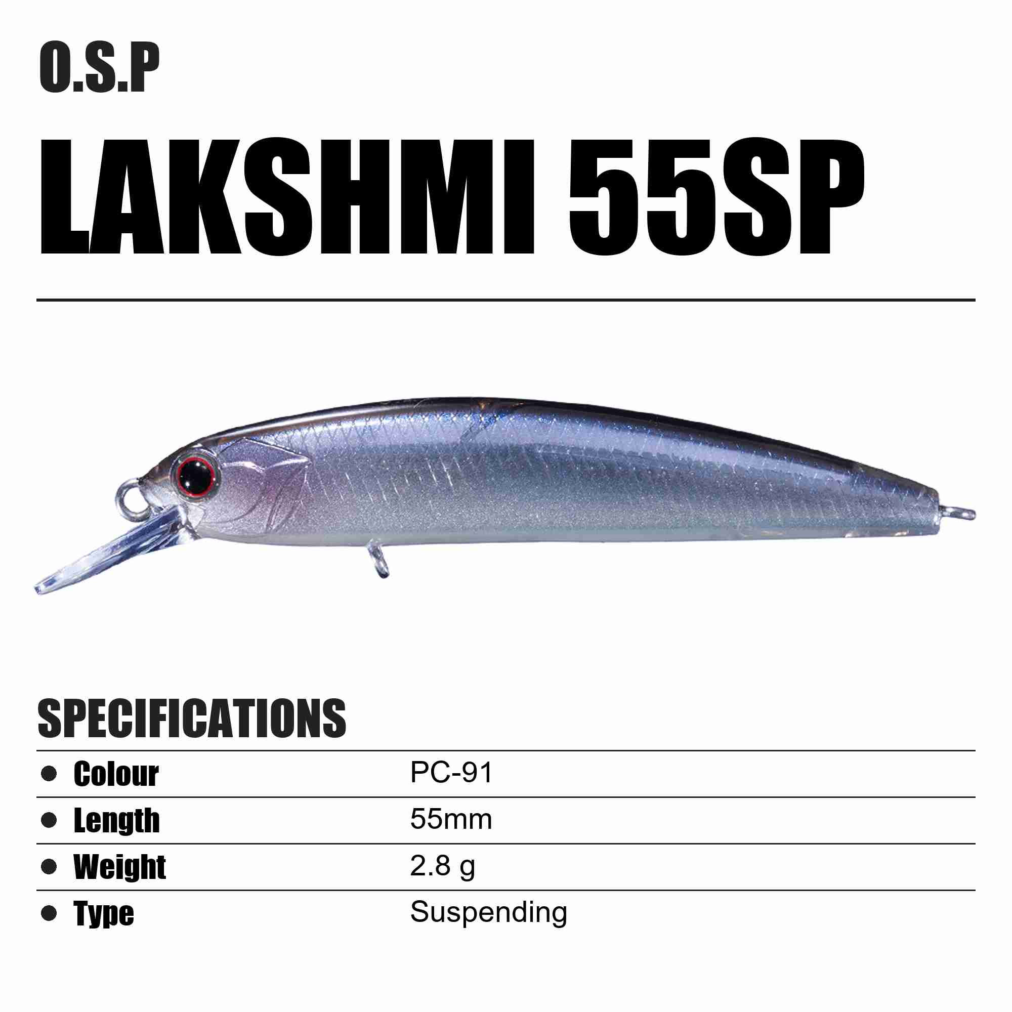 OSP Lakshmi 55SP 55mm 2.8 grams Suspend Lure PC-91 (4235)