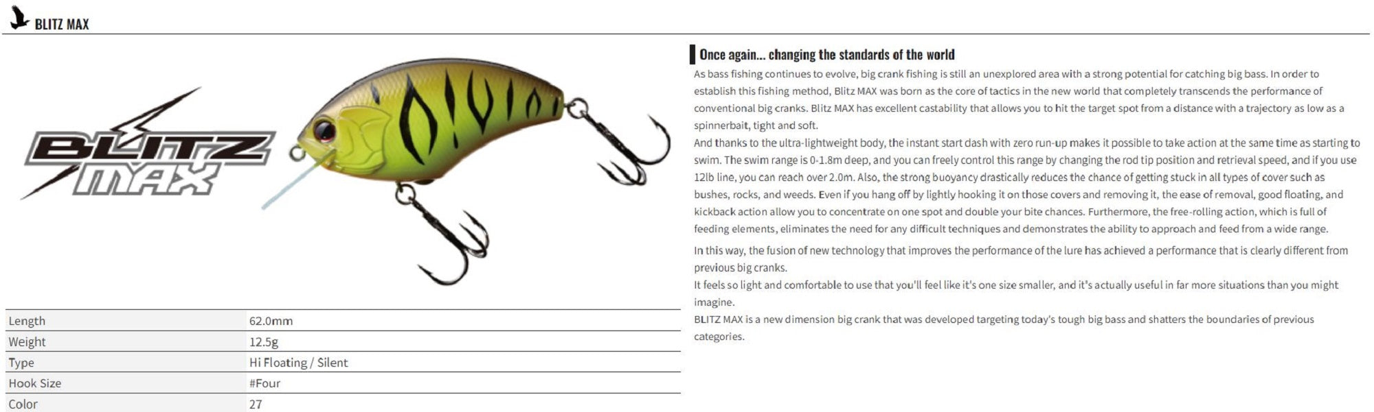 OSP Blitz Max 62 mm 12.5 grams Floating Lure PL-07 (2239)