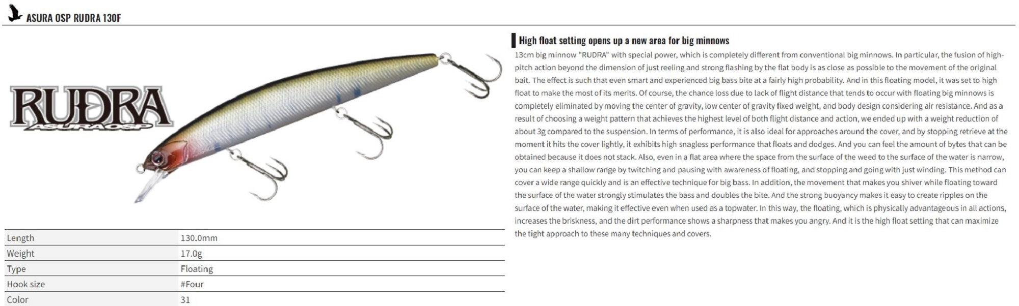 OSP Rudra 130F Floating Lure HF-76 (5117)