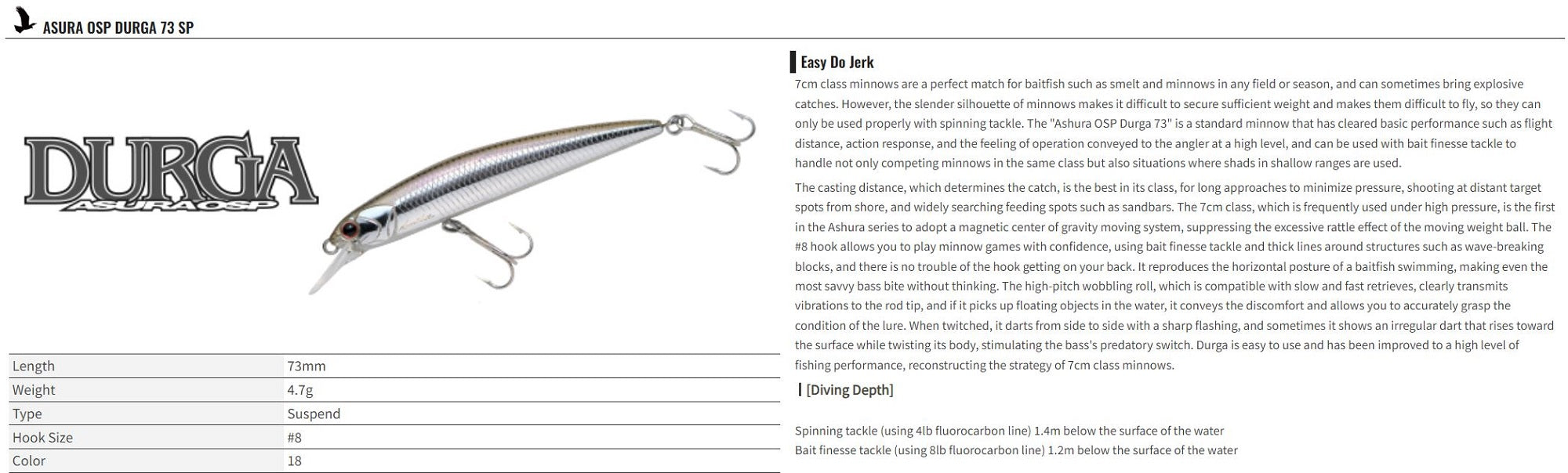 OSP Durga 73 Suspend Minnow Lure H-04 (5017)