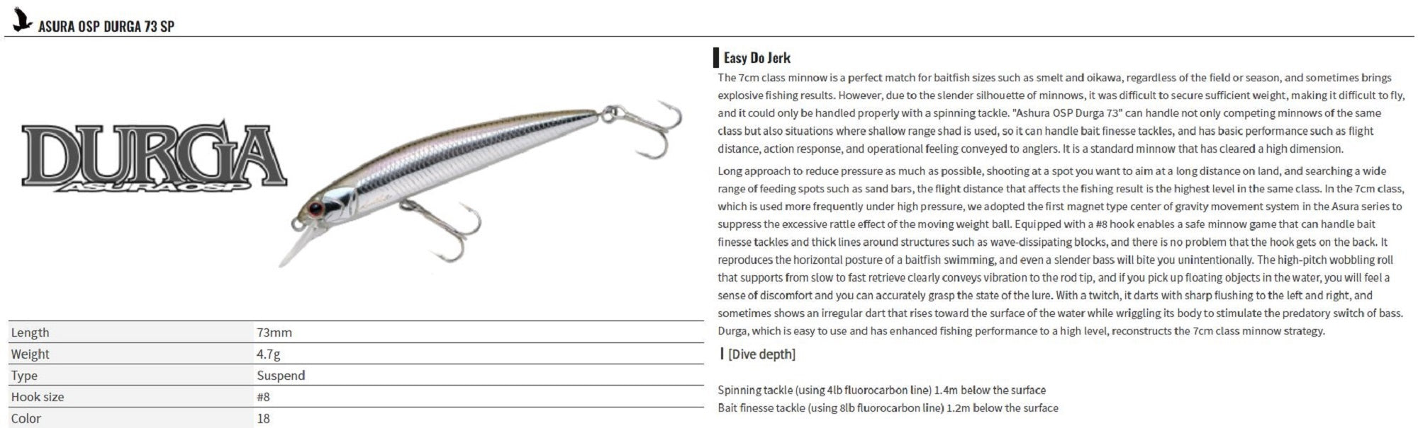 OSP Durga 73 Suspend Minnow Lure P-83 (5079)