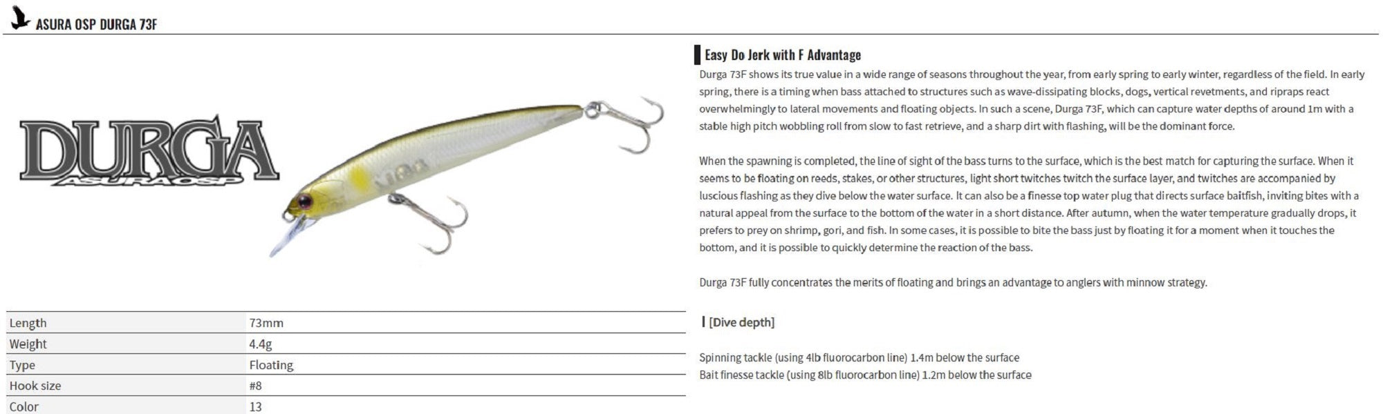 OSP Durga 73 Floating Minnow Lure HF-76 (6991)