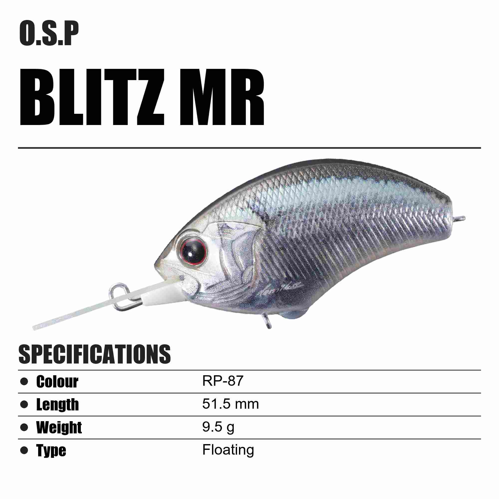 OSP Blitz MR 51.5 mm 9.5 grams Floating Lure RP-87 (6112)