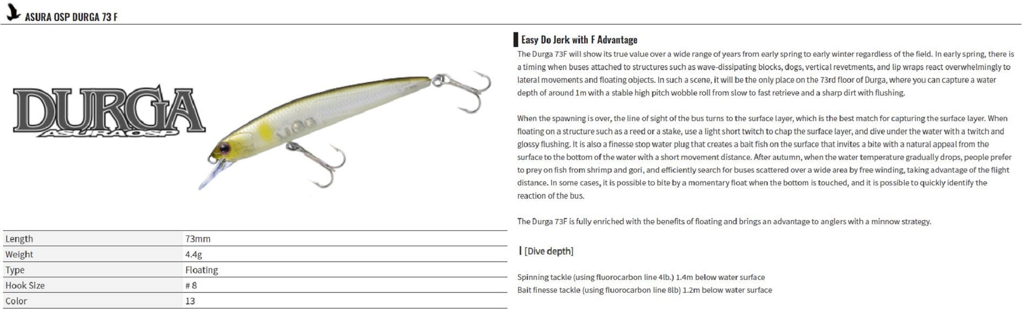 OSP Durga 73 Floating Minnow Lure RP-88 (6907)