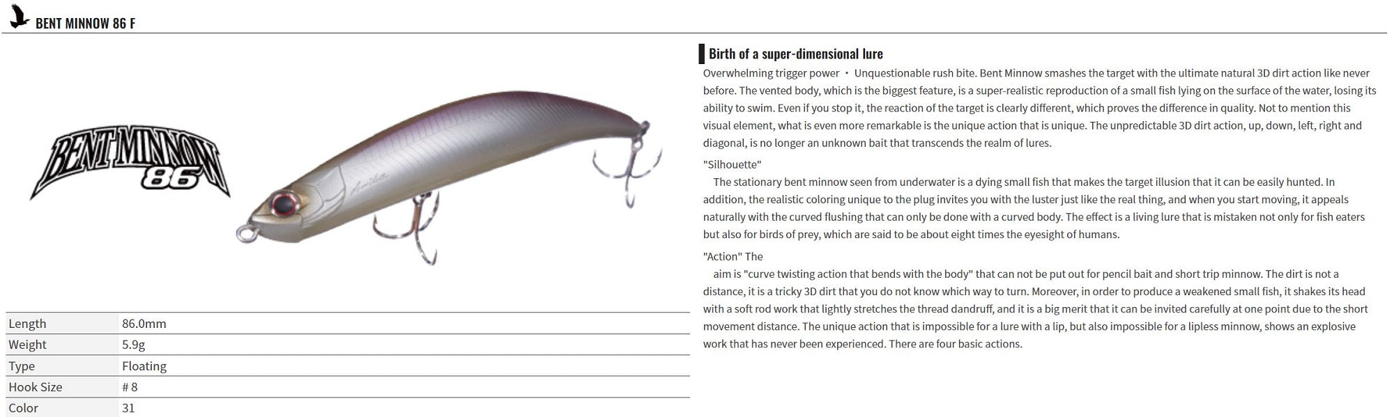 Sale OSP Bent Minnow 86F Floating Minnow Lure P-47 (7201)