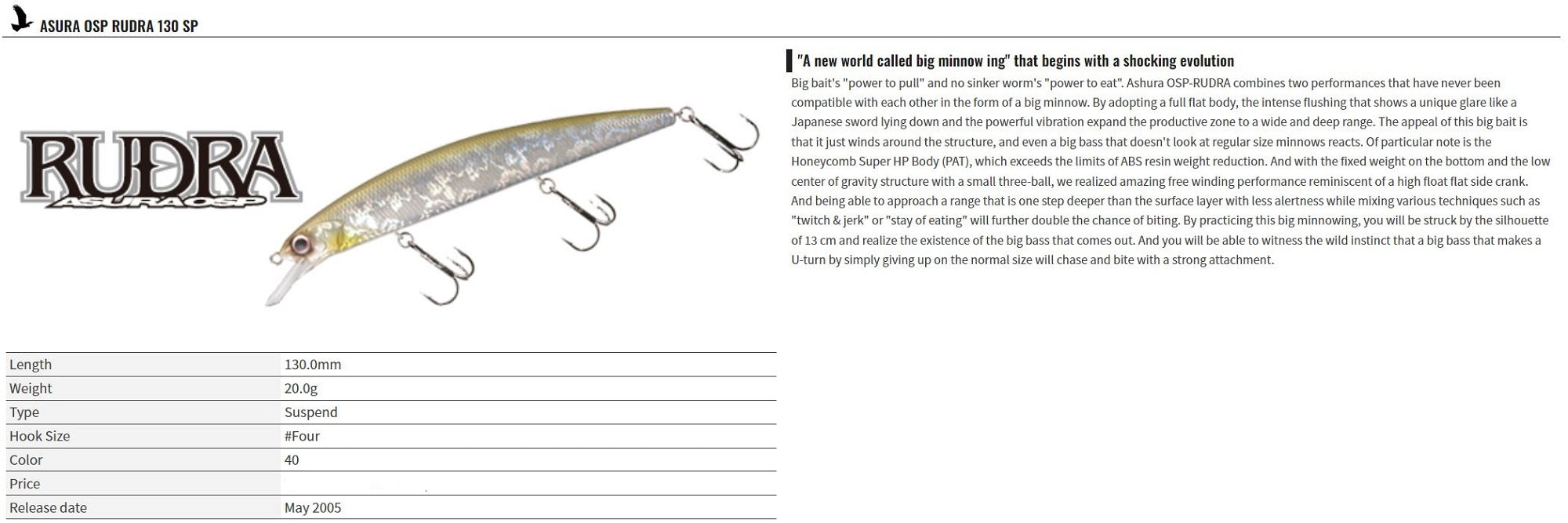 OSP Rudra 130 SP Suspend Lure RP-39 (7362)