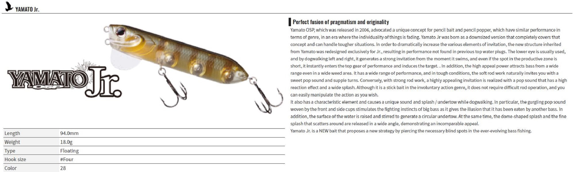 OSP Yamato JR 94 mm 18 grams Floating Lure P-91 (0019)