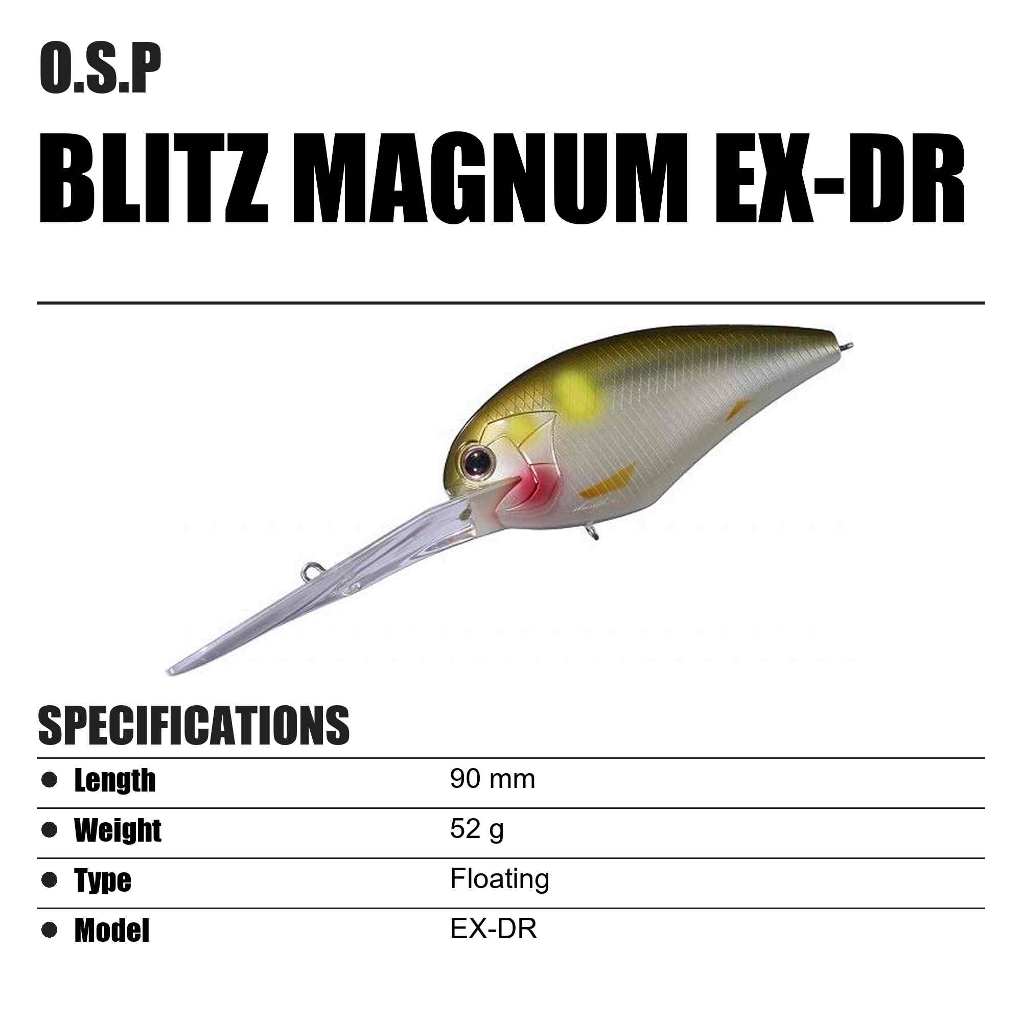 OSP Blitz Magnum EX-DR 90 mm 52 grams Floating Lure PB-39 (0026)