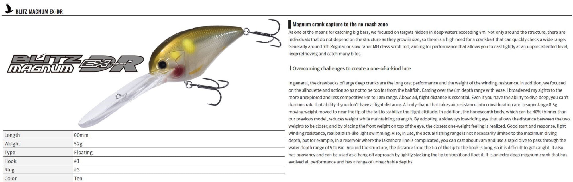 OSP Blitz Magnum EX-DR 90 mm 52 grams Floating Lure L-16 (0101)