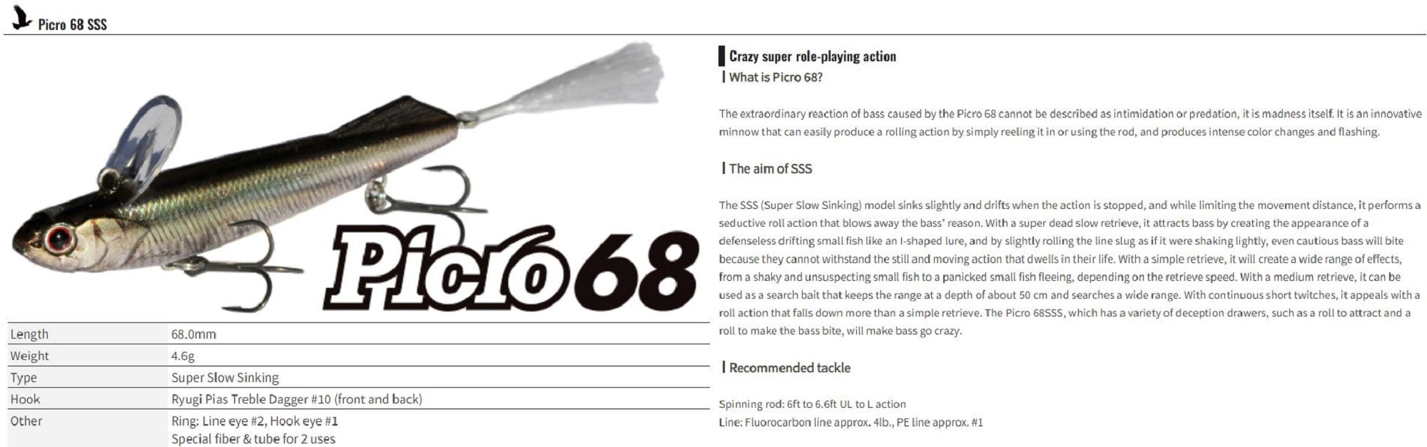 OSP Picro 68SSS Sinking Lure RP-91 (0835)