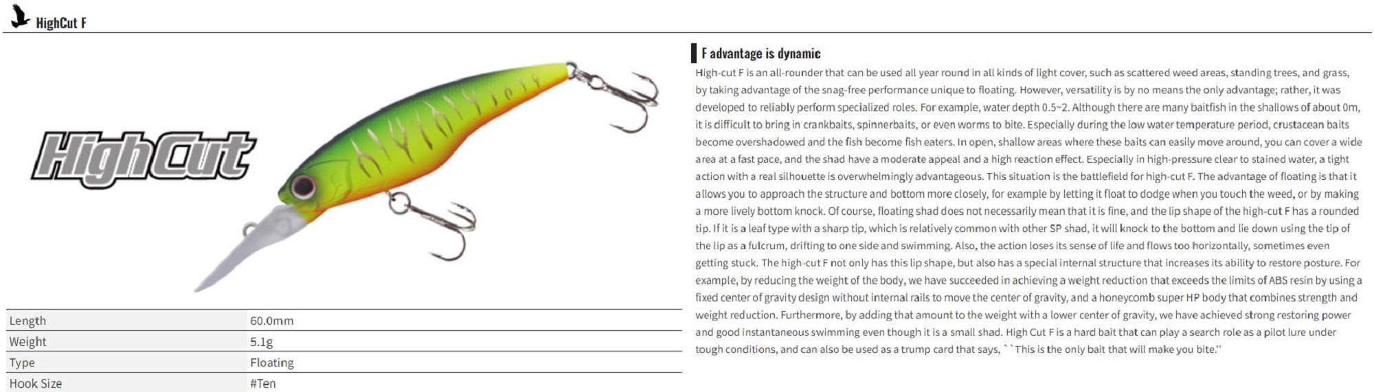 OSP High Cut Silent 60 mm 5.1 grams Floating Lure S-76 (1696)