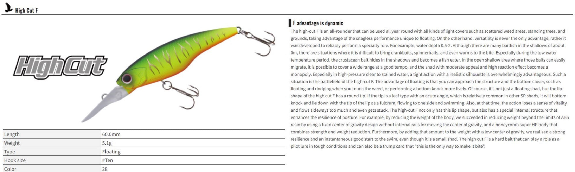OSP High Cut Silent 60 mm 5.1 grams Floating Lure RP-91 (1719)