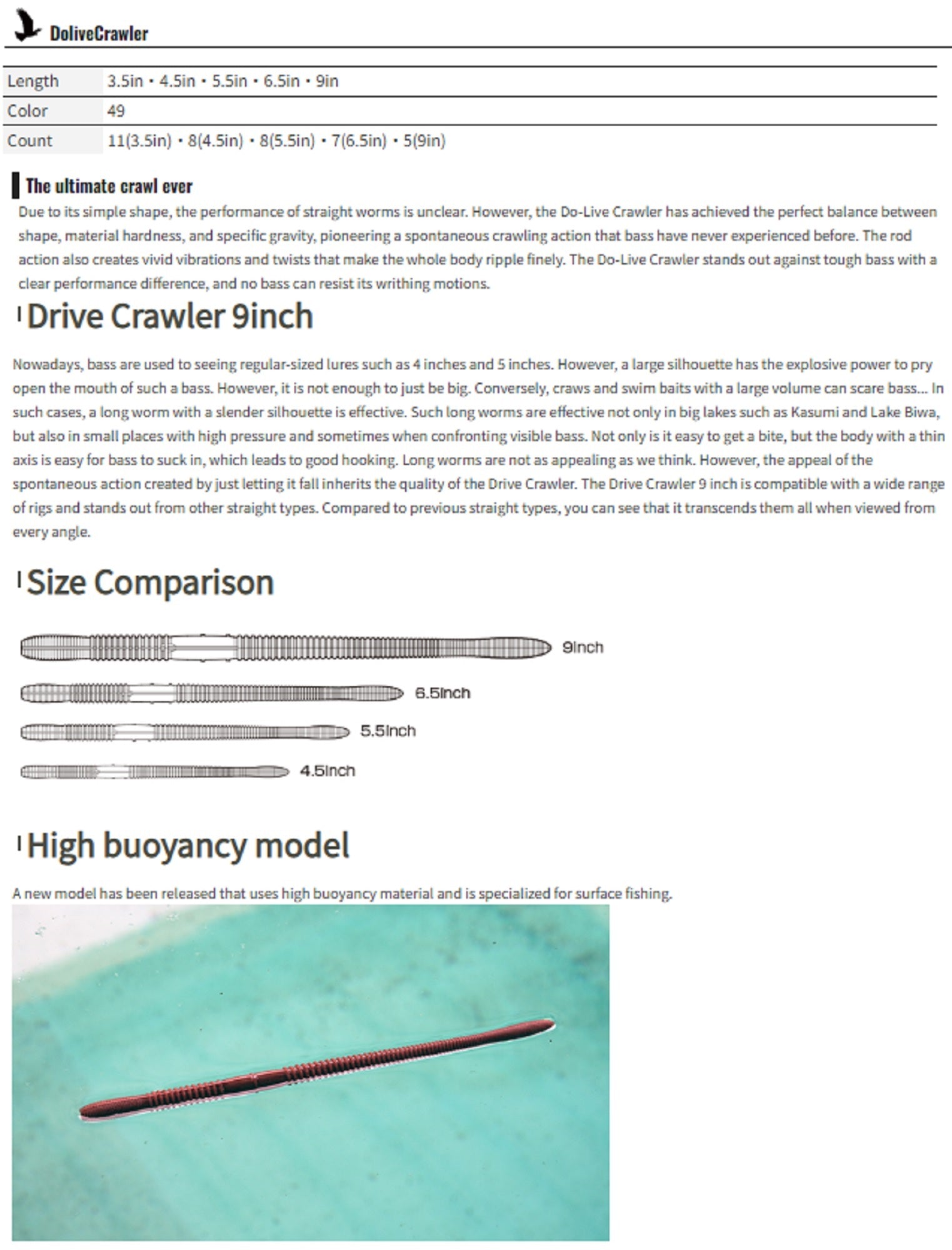 OSP Soft Lure Dolive Crawler 4.5 Inches W-075 (1771)
