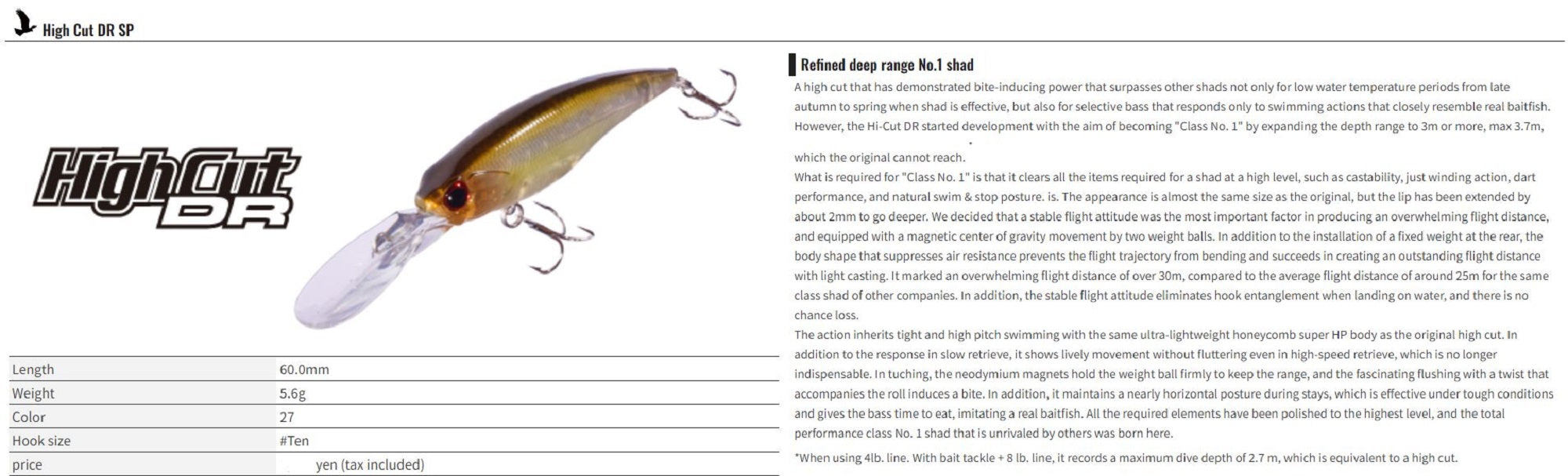 OSP High Cut DR Rattle 60 mm 5.6 grams Suspend Lure PC-91 (2112)