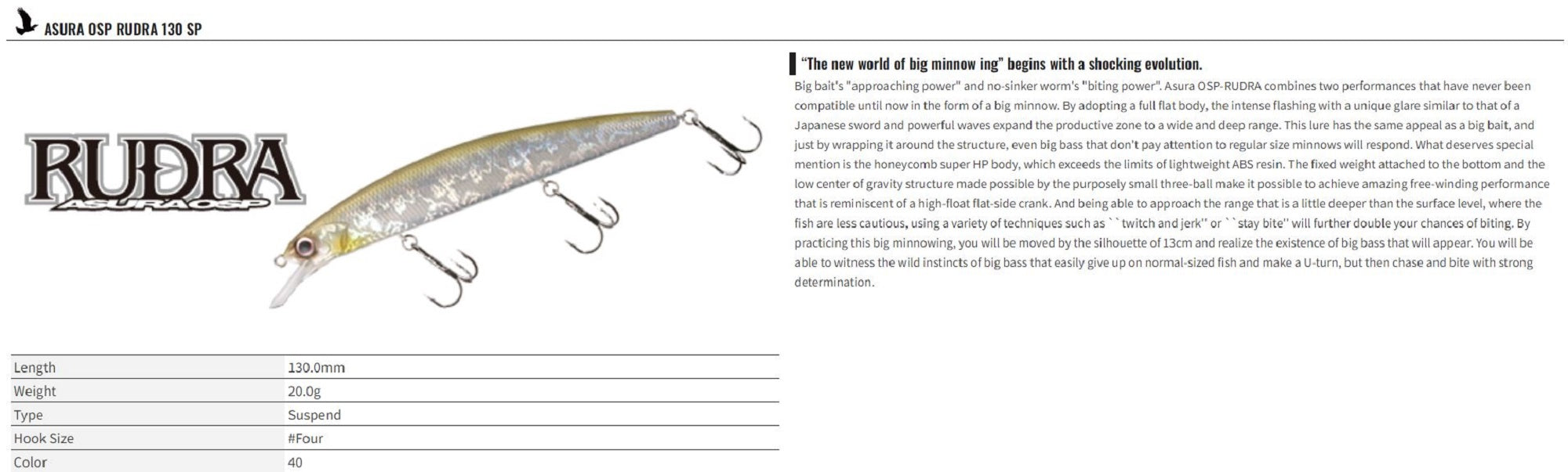OSP Rudra 130 SP Suspend Lure CLC-78 (2440)