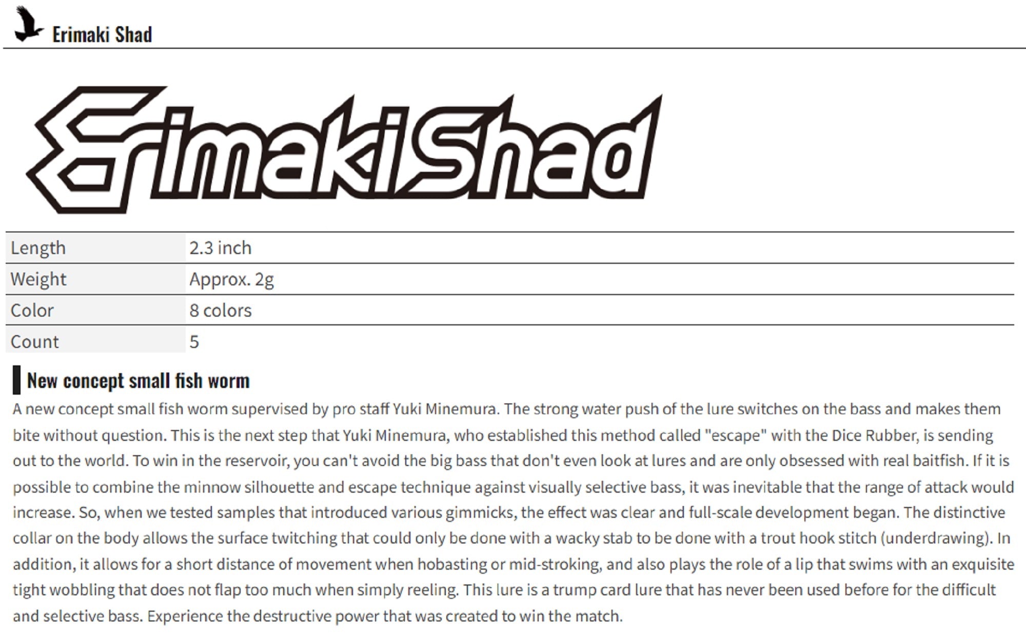 Sale OSP Soft Lure Erimaki Shad 2.3 Inches W-014 (4604)