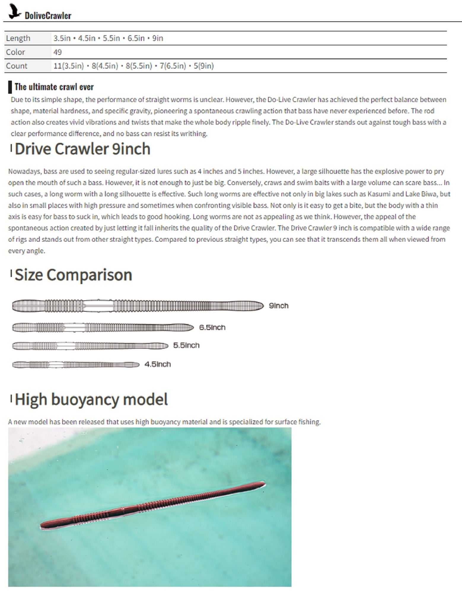 OSP Soft Lure Dolive Crawler 3.5 Inches WF-004 (8237)