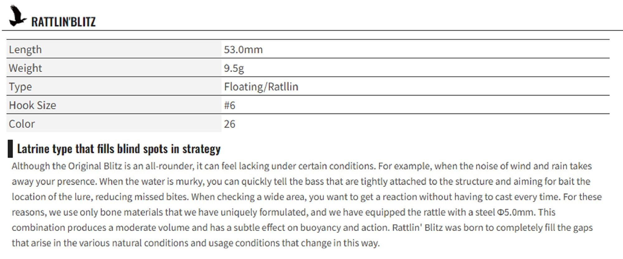 OSP Blitz Rattlin 53 mm 9.5 grams Floating Lure MT-29 (8909)