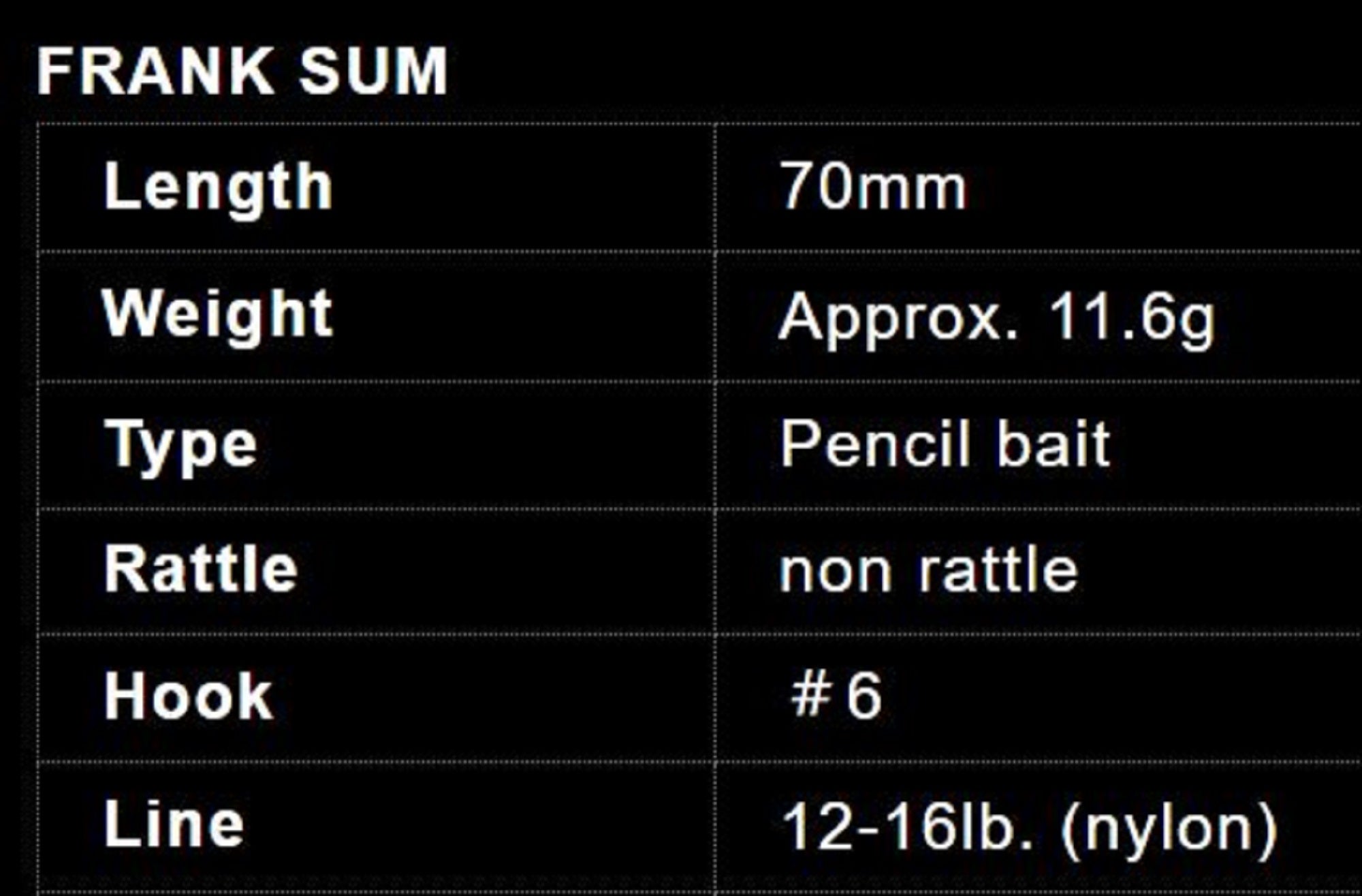 Sum Lures Frank Sam 70mm Floating Lure Caterpillar (6094)