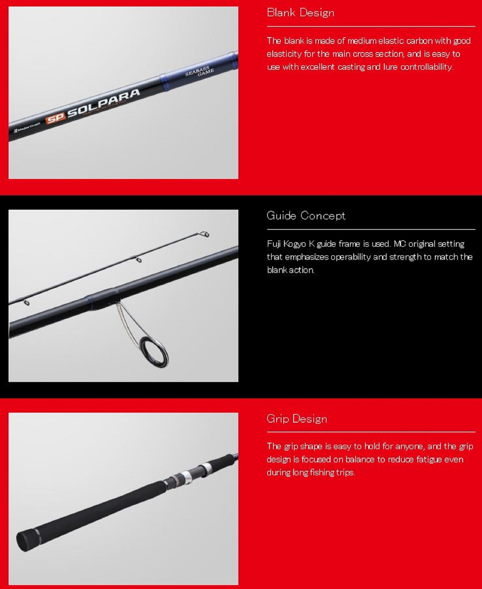 Major Craft Solpara Series Spinning Rod SPSB 862L/ML (8705)
