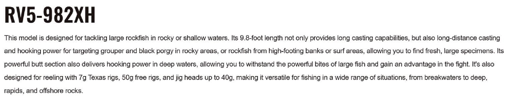 Major Craft 5G Rockliver Spinning Rod RV5 982XH (7325)