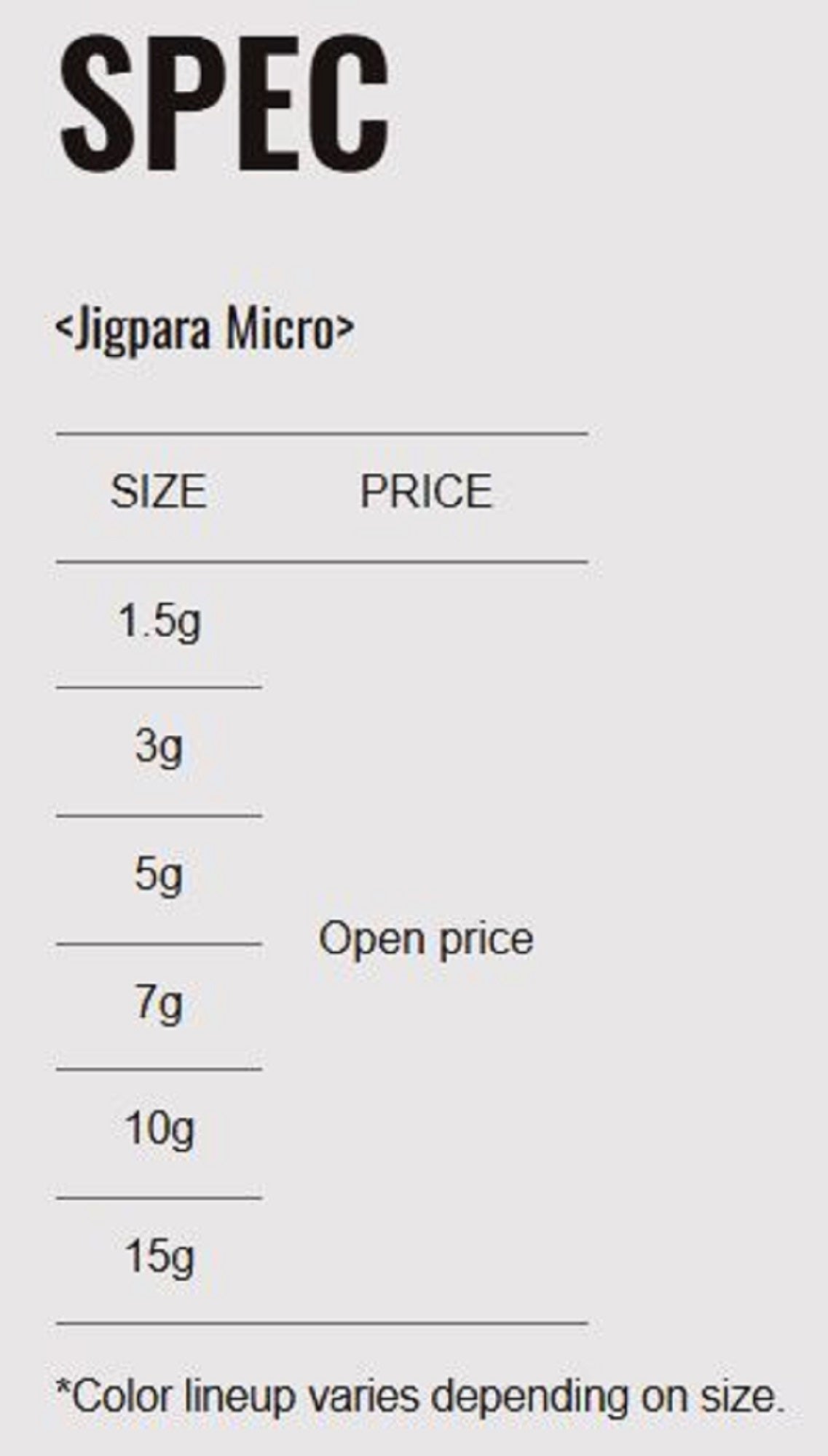 Major Craft Metal Jig Jigpara JPM-15 grams 011 (1621)
