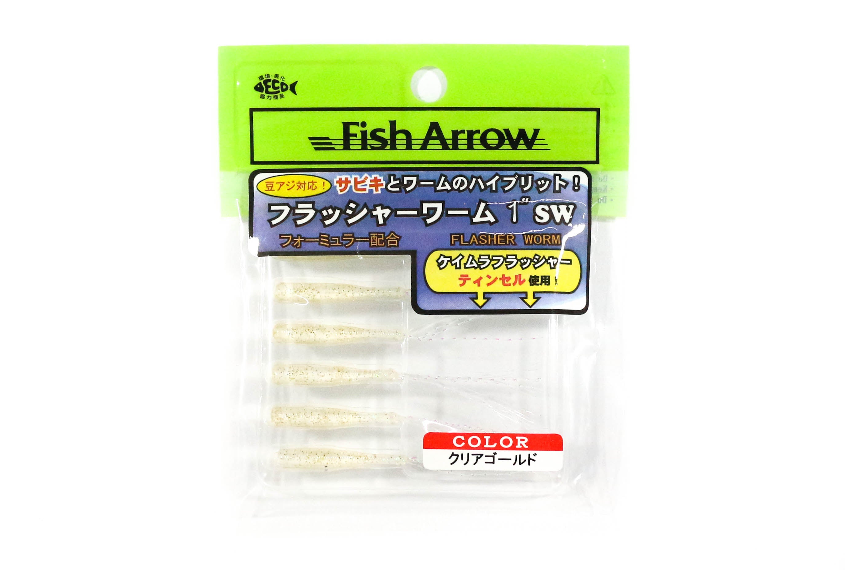 Fish Arrow Soft Lure Flasher Worm 1 Inch 6 Piece per pack #03 (0394)