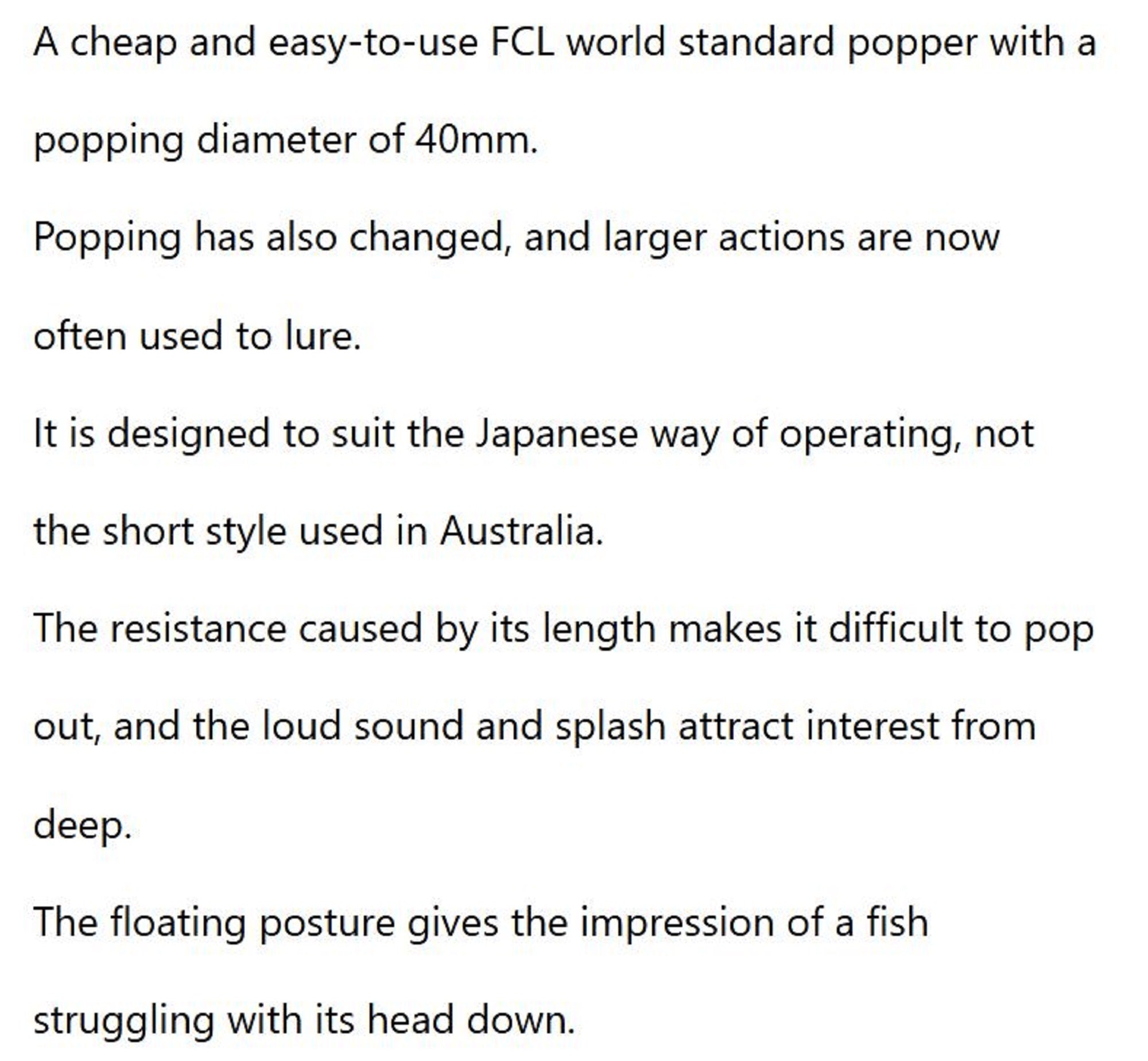 FCL Labo Ebi Pop 140 Floating Lure 265mm 150 grams CAP (3772)