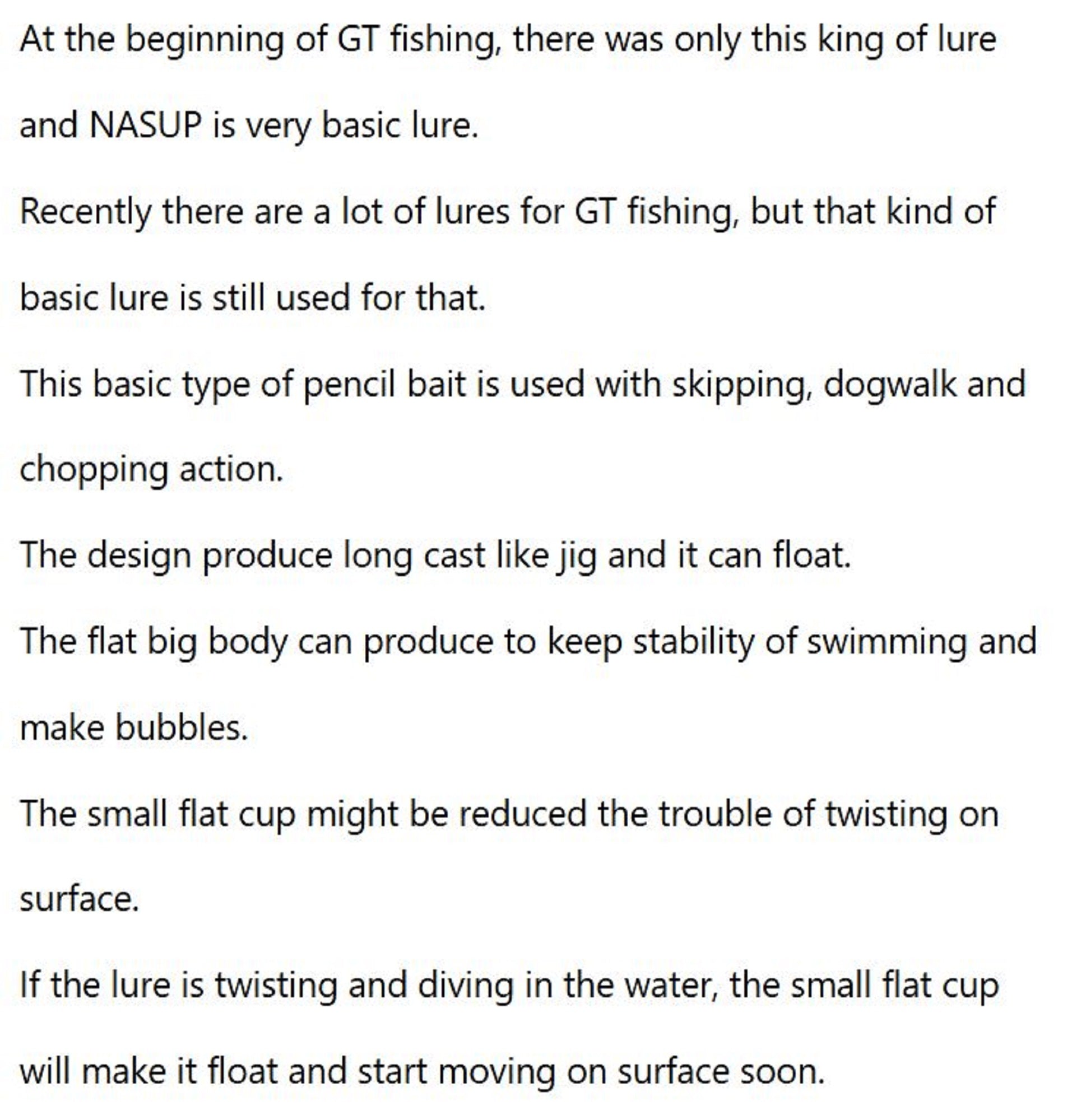 FCL Labo Nasup 130 Floating Lure 130mm 33 grams CABK (5394)