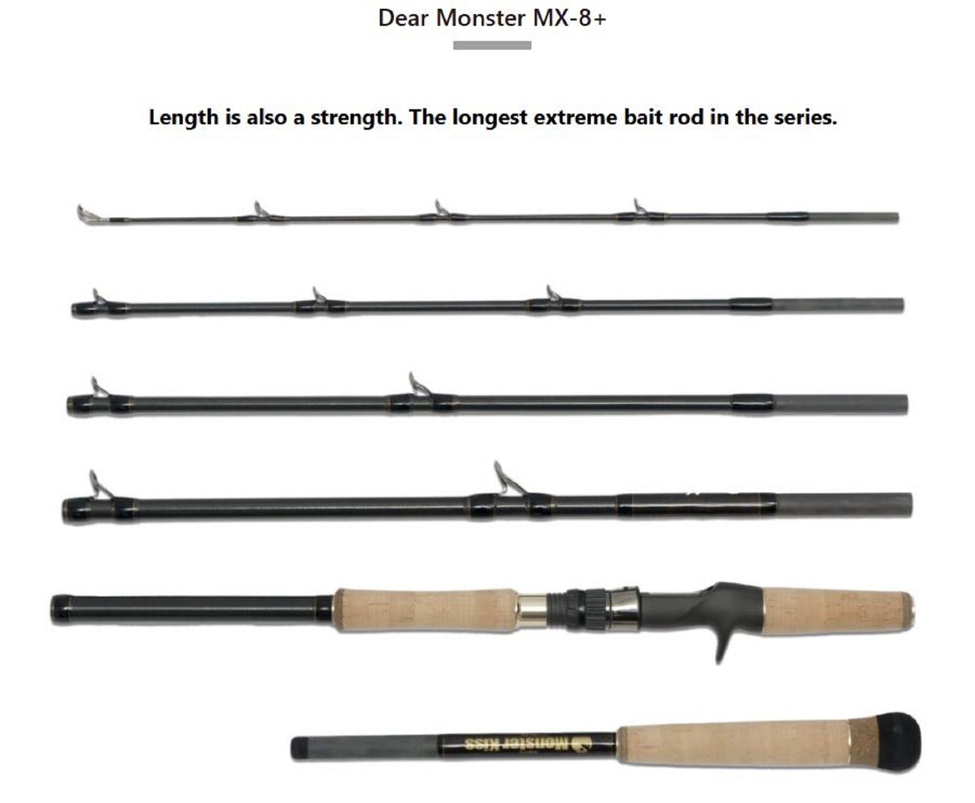 Monster Kiss Rod Baitcast Dear Monster MX-8+ 6 Piece Travel Rod (0116)