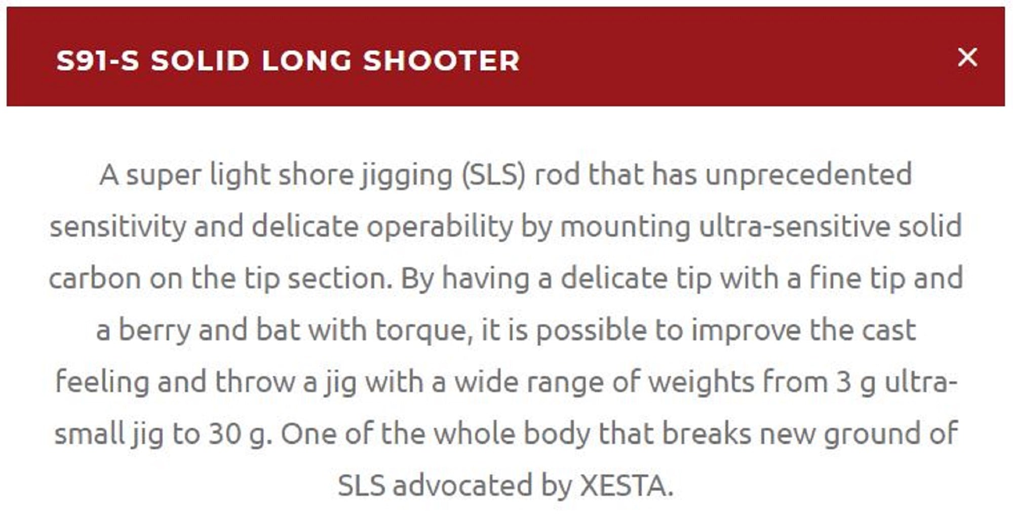 Xesta Rod Spinning Runway SLS S91-S Solid Long Shooter (7184)