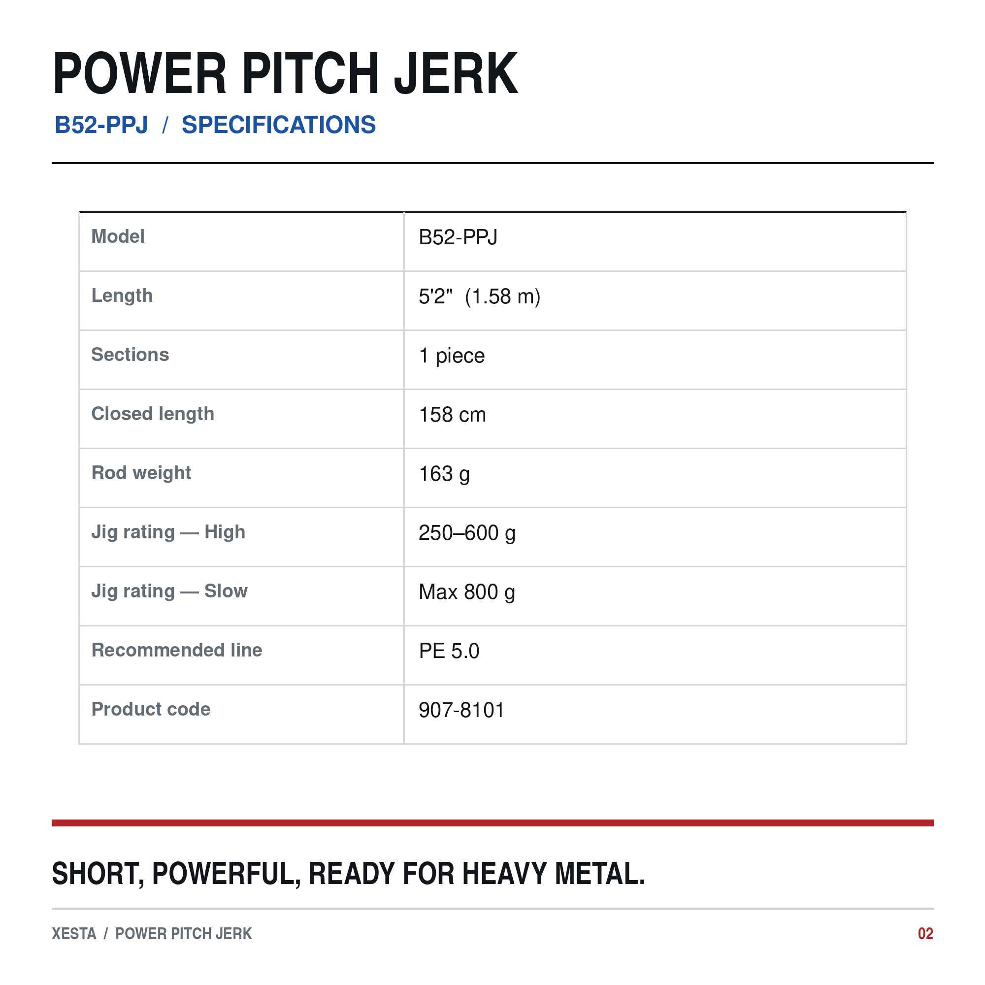 Xesta Rod Baitcast Power Pitch Jerk B52-PPJ (8101)