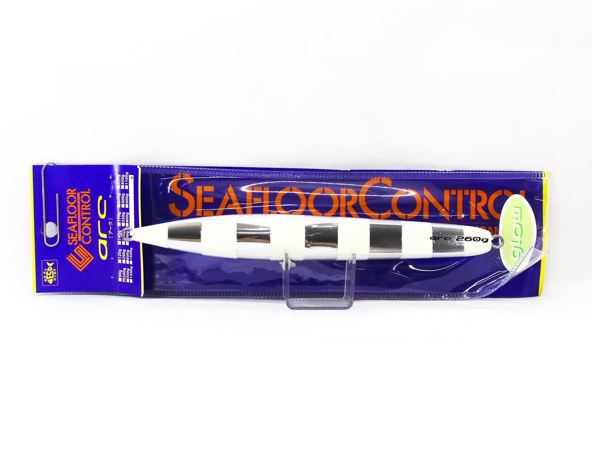 Seafloor Control Metal Jig Arc 260 grams Titan Zebra Glow Al (8634)