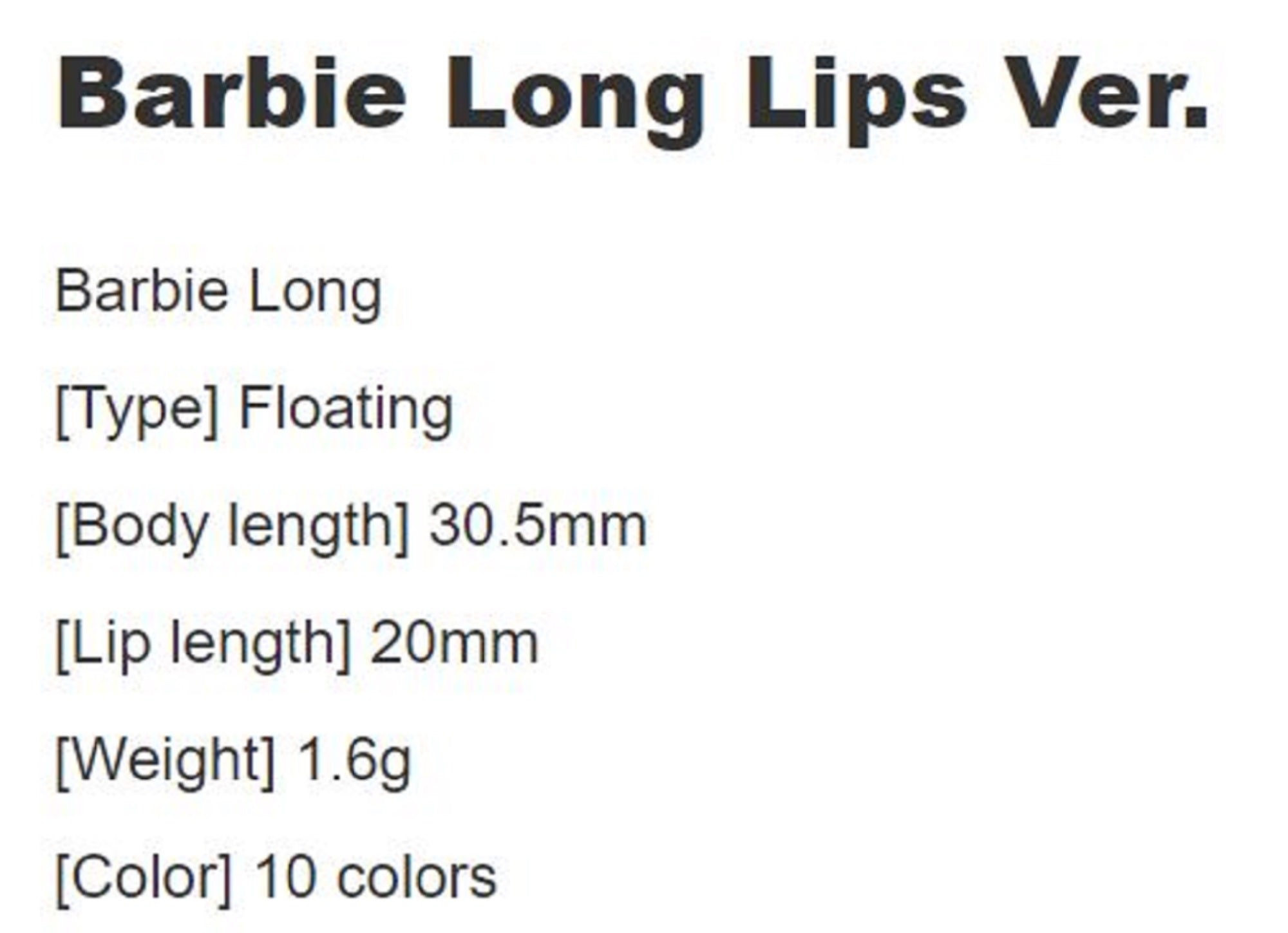 Rob Lure Barbie Long F 50.5mm 1.6 grams Floating Lure 03 (4859)
