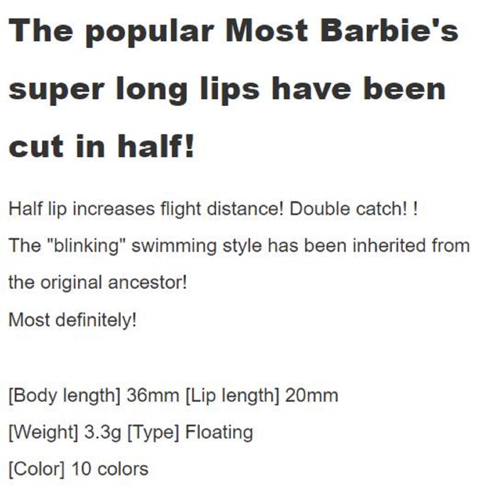 Rob Lure Most Barbie Half F 36mm 3.3 grams Floating Lure 16 (0253)