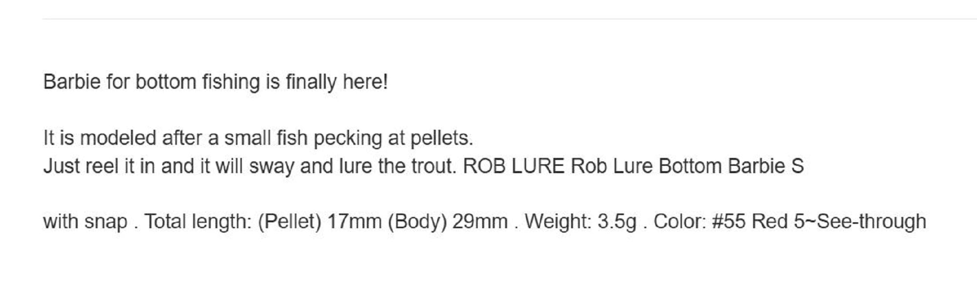 Rob Lure Bottom Barbie S 29mm 3.5 grams Sinking Lure 51 (8013)