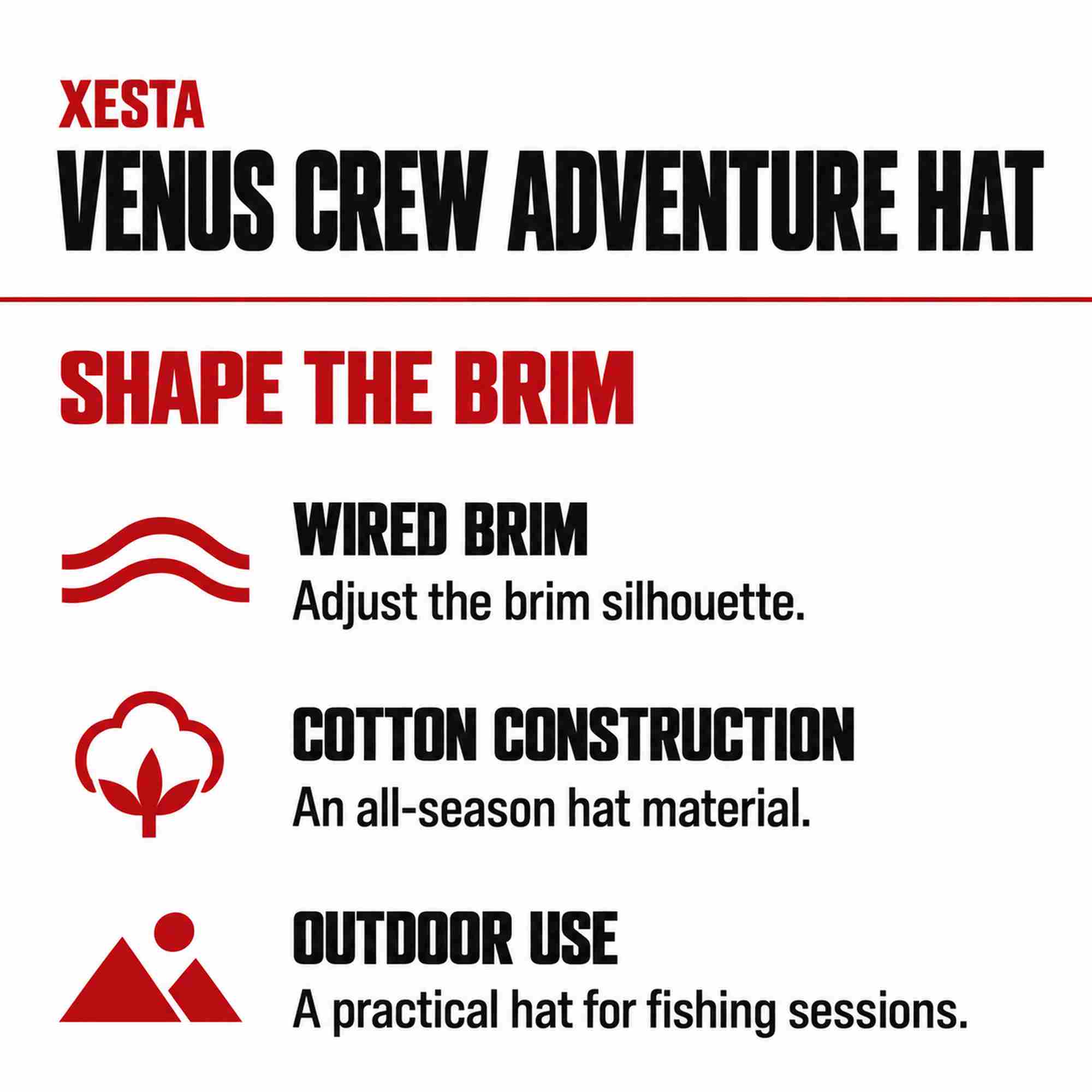 Xesta Hat Adventure Venus Crew Black (0526)