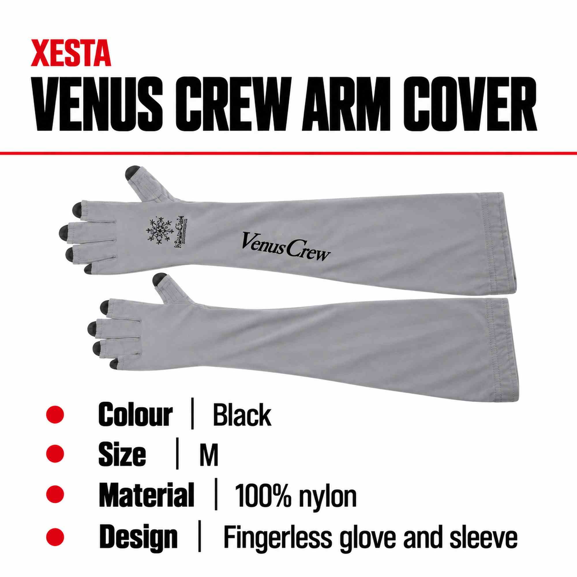 Xesta Arm Cover Venus Crew Size M Black (1073)