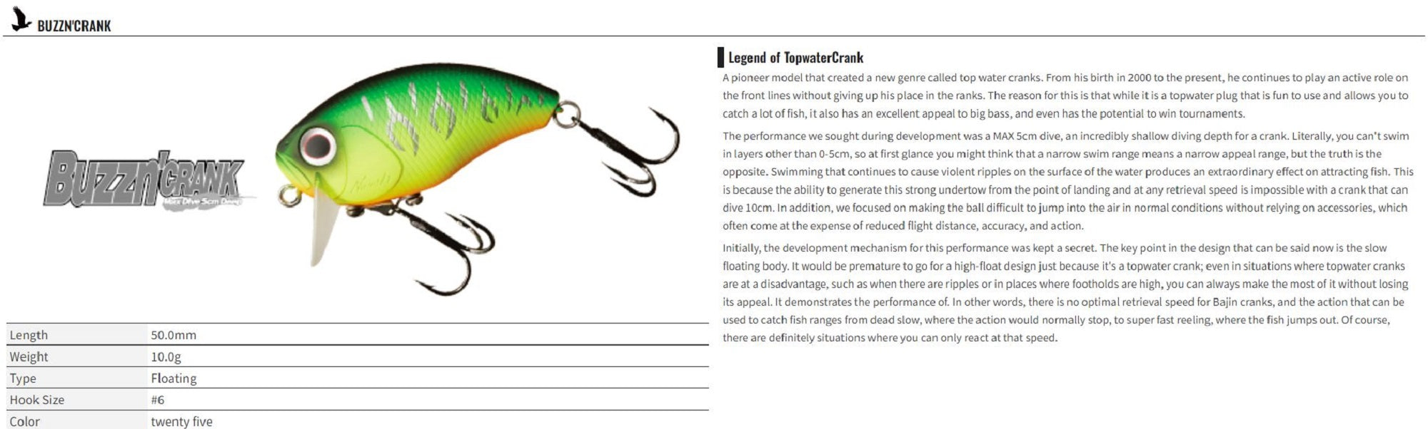 OSP Buzz n' Crank 50 mm 10 grams Floating Lure T-04 (0447)