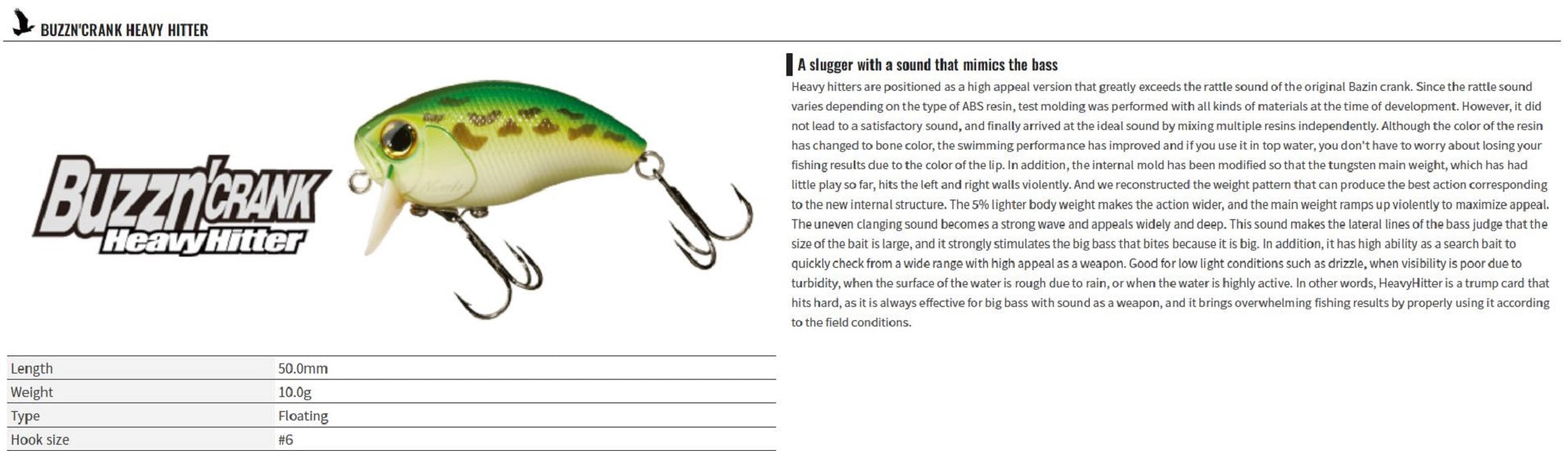 OSP Buzz n' Crank Heavy Hitter 50 mm 10 grams Floating Lure BH-45 (0898)