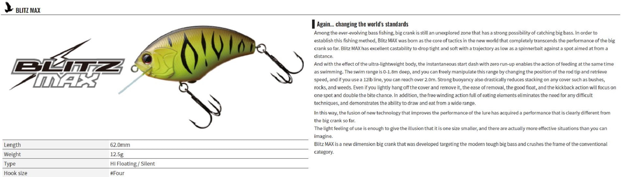 OSP Blitz Max 62 mm 12.5 grams Floating Lure T-04 (3943)