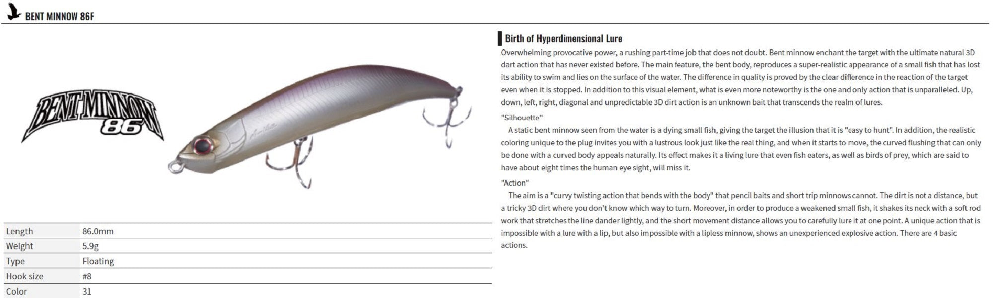 Sale OSP Bent Minnow 86F Floating Minnow Lure G-35 (7651)