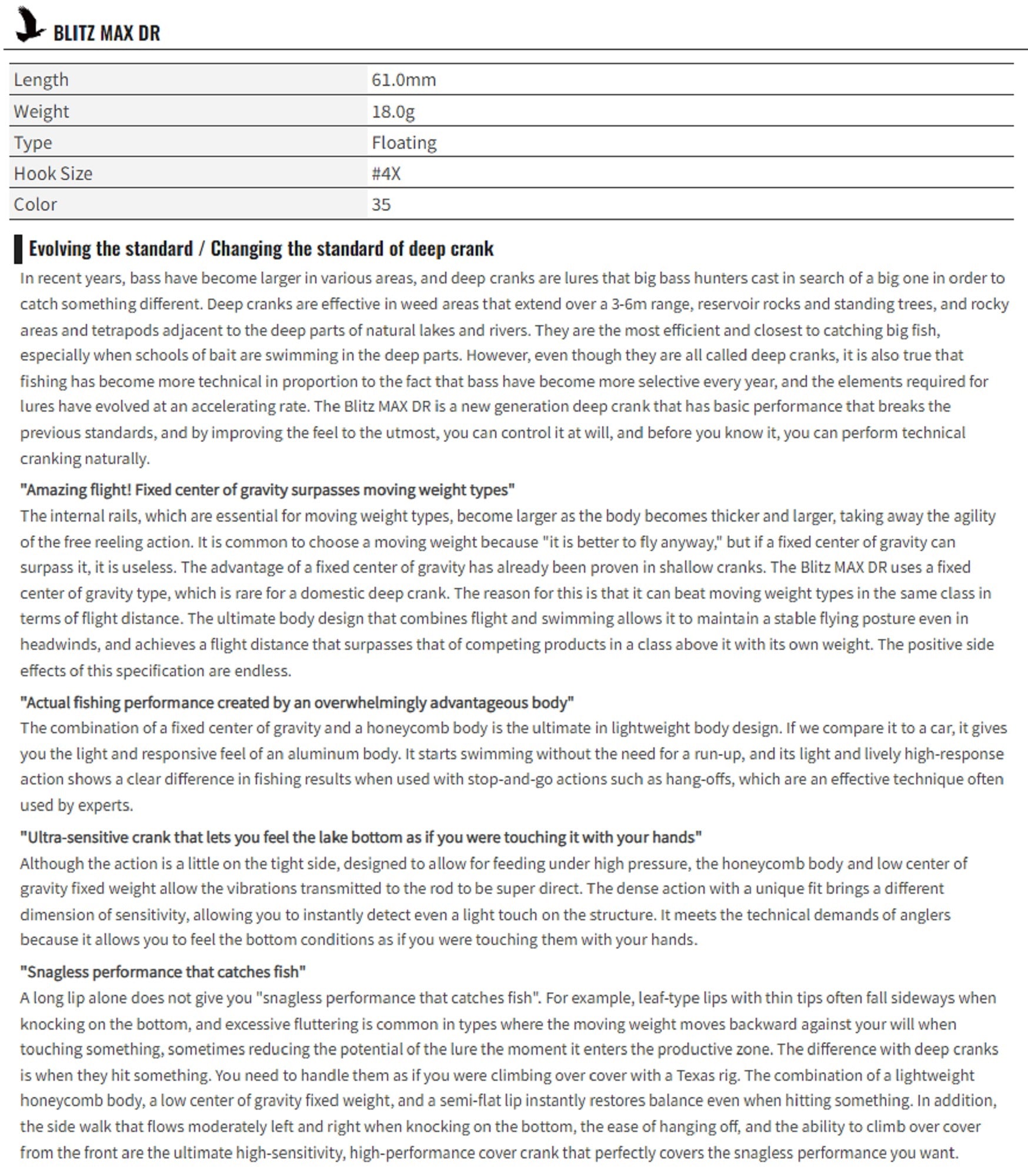 OSP Blitz Max DR 61 mm 18 grams Floating Lure P07 (8511)